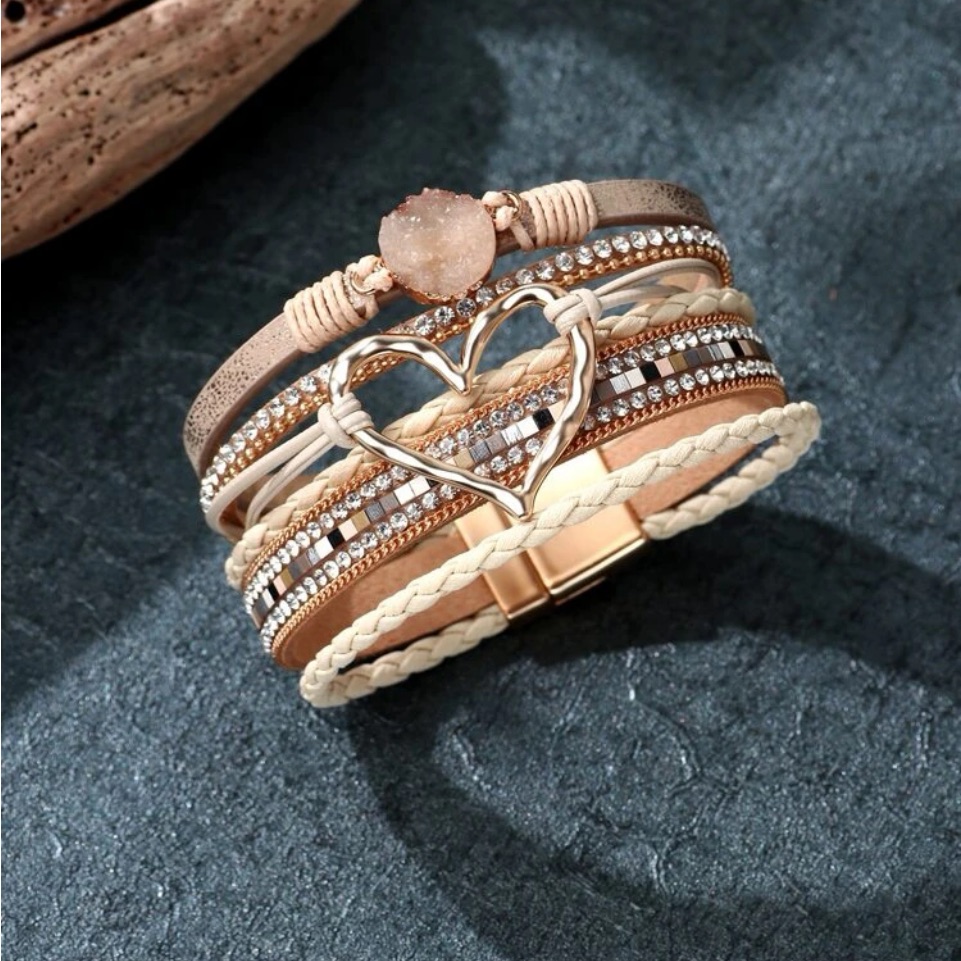New Heart Charm Layered Bracelet